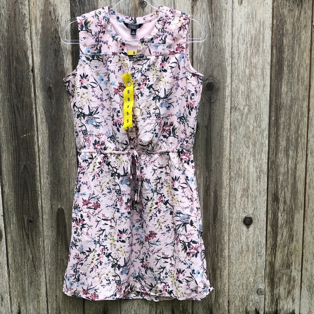 Nicole Miller Original Pink Floral Sleeveless Midi Dress Small NWT